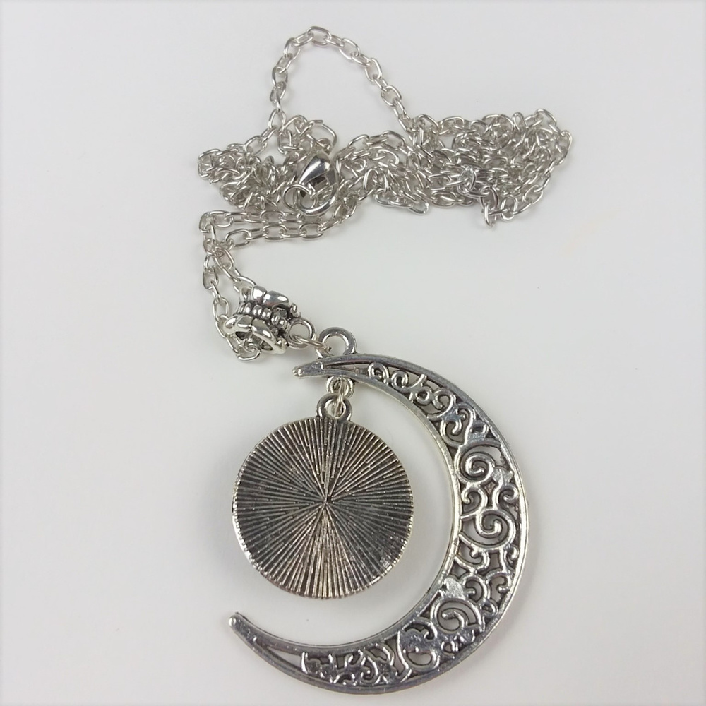 Triple Moon Goddess Blue Necklace Pendant Wicca - Picture 4 of 4